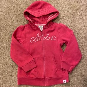 Adidas Kids Pink Fleece Full Zip Sweatshirt Size 5